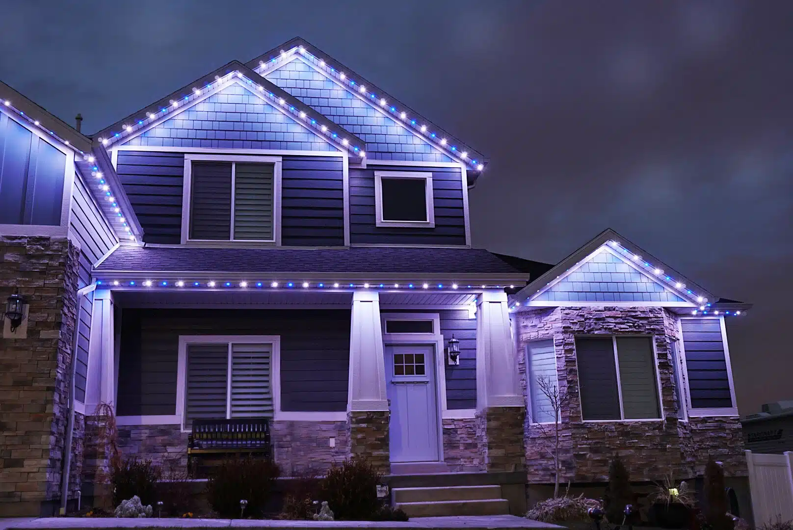 Blue and white jellyfish lighting in Westminister, CO.