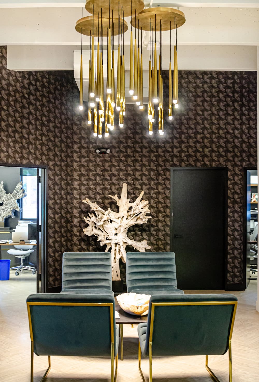 hotel lobby with modern hanging light fixture — Professional Power Colorado